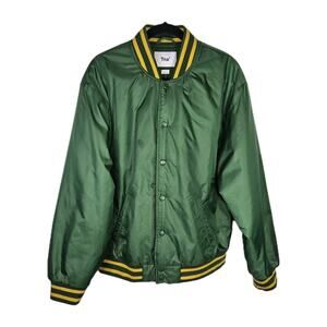 Aritzia TNA Jacket Men Large Green Stadium Yellow Varsity Bomber Coat Letterman